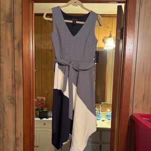 En Focus Asymmetrical Dress - Blue and White